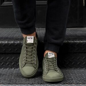Nothing New Olive Green Canvas Classic Low Top Sneakers